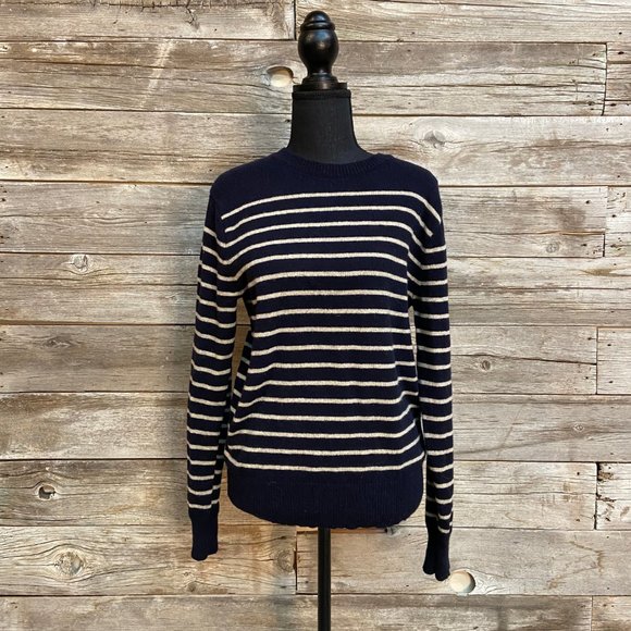 J Crew Striped Blue and Cream Sweater - Picture 1 of 6